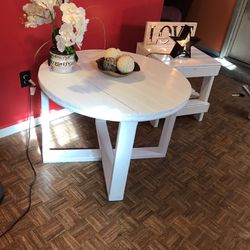 Distressed Farmhouse Coffee Table With Matching Side Table