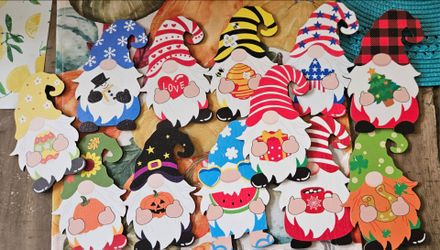 Seasonal Gnome Wood Cutout Decorations Set