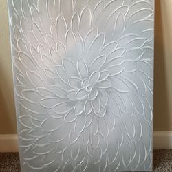 Set Of Two Light Grey Floral Paintings/wall Art 