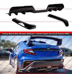 22-26 Subaru WRX Gloss Black Rear Bumper Diffuser + Corner Spats