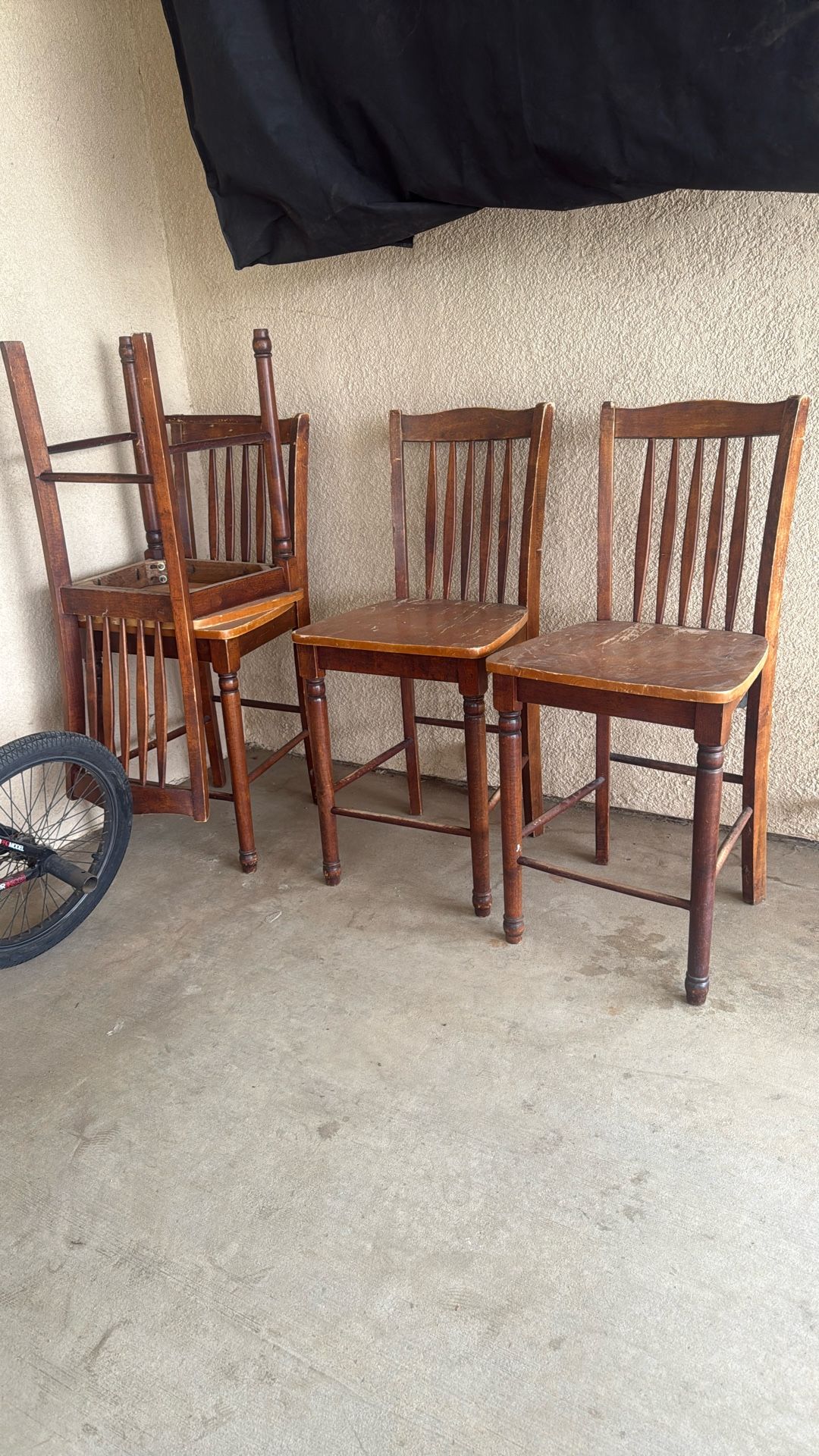 4 Solid Wood Bar Stools