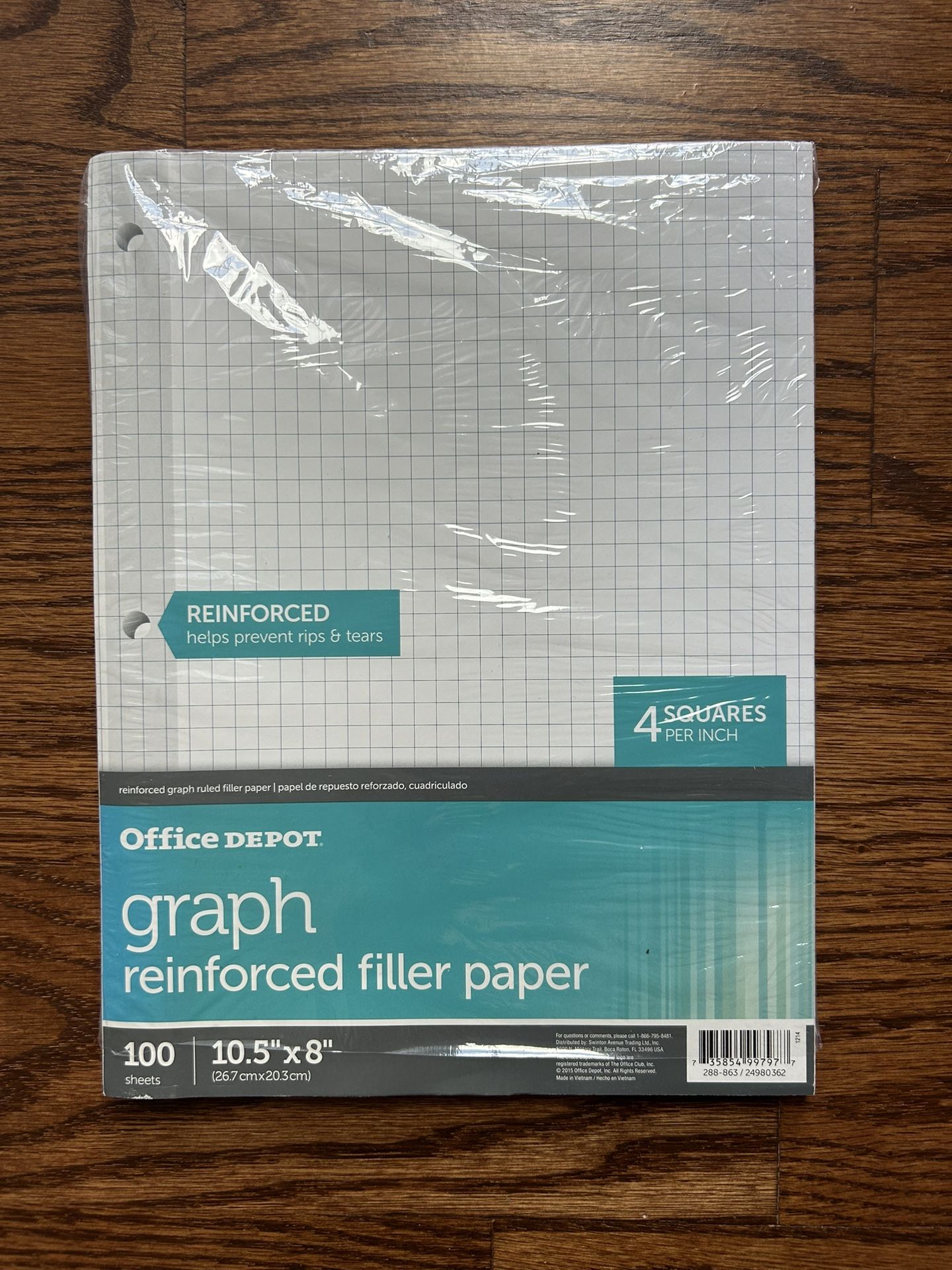 Graph Paper Ruled Reinforced 90/100 Sheets Filler Three Whole Paper New Opened