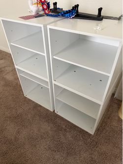 Small white office shelves