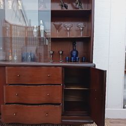 Mid Century Atomic Mahogany China Cabinet,  Delivery Available 
