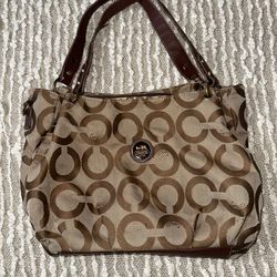 Coach Signature Large Handbag Brown