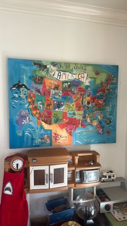 Canvas U.S. Map Painting For Kids