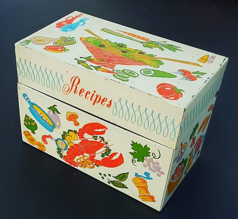 Ohio Art Metal Retro Recipe Box For your VINTAGE Mid Century Modern Kitchen