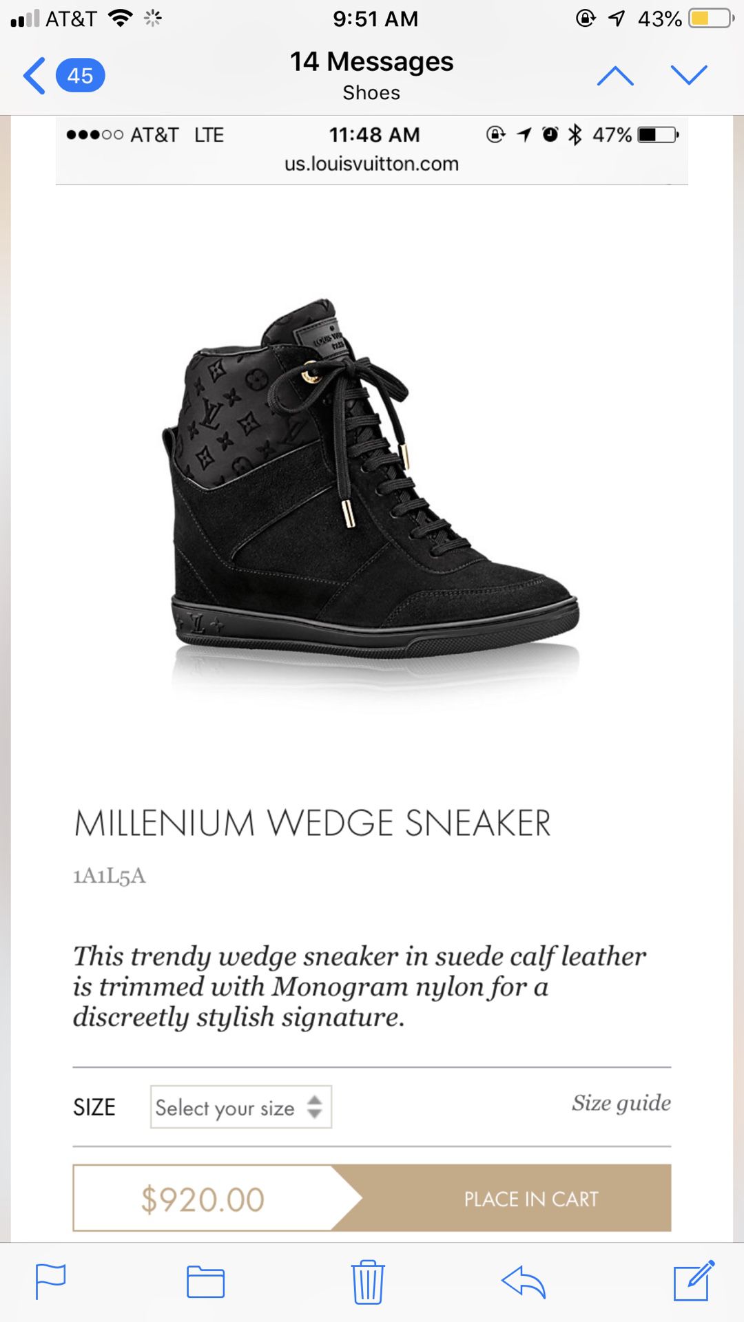 Louis Vuitton Millennium Wedge Sneakers