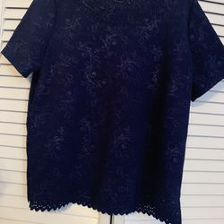 Cathy Brand Size L Dark Blue Blouse