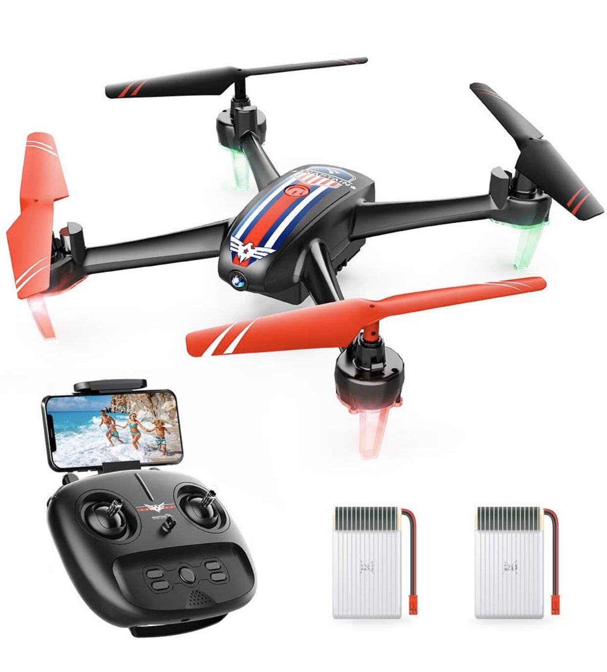 SNAPTAIN SP660 FPV RC drone with camera, 720P HD WiFi live video quadcopter with long flight time, voice control, gesture control, application suppor