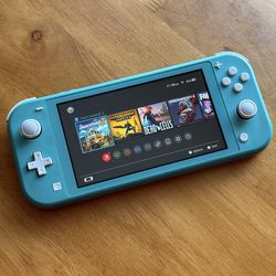 Nintendo Switch Lite with games and case