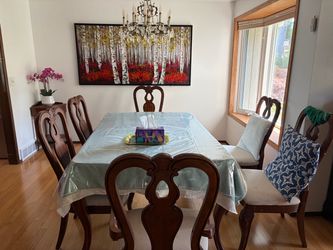 Set of 6 Solid Wood Dining Chairs – $60