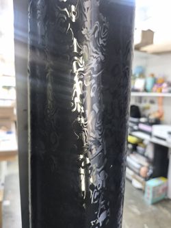 Satin Damascus black negro vinyl wrap by yard
