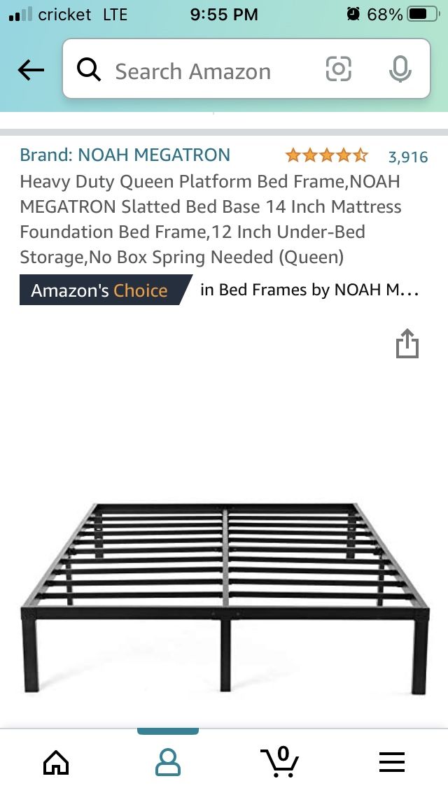Queen Metal Black Bed frame Platform 