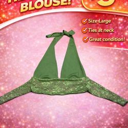 Green Halter Lace Crop Top