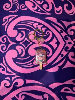 Pink and Gold Hardware Peach Popsicle Keychain