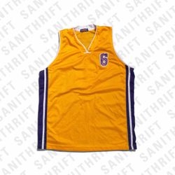 Vintage Gold & Purple #6 Mesh Basketball Jersey – Size Medium