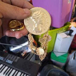 Gold Plated Ring And Necklace 