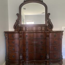 Ashley Collezione Europa 12 drawer mahogany dresser with Mirror.
