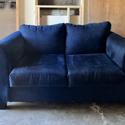 Blue Suede Love Seat 