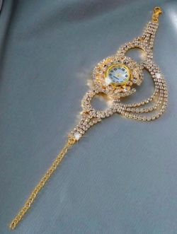Gold Crystal Rhinestone Bracelet Watch