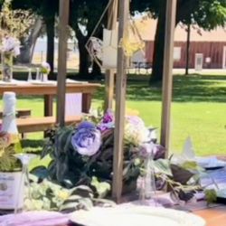 Centerpieces- Qty15 Wooden Lanterns w/Candle and Floral