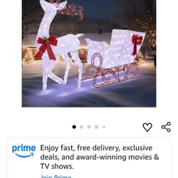Outdoor Yard Reindeer Sleigh 200-LED Lights