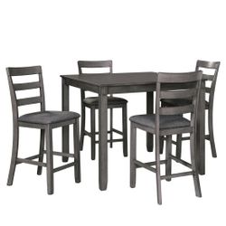 [SPECIAL] Bridson Gray Counter Height Dining Table and Bar Stools (Set of 5)

