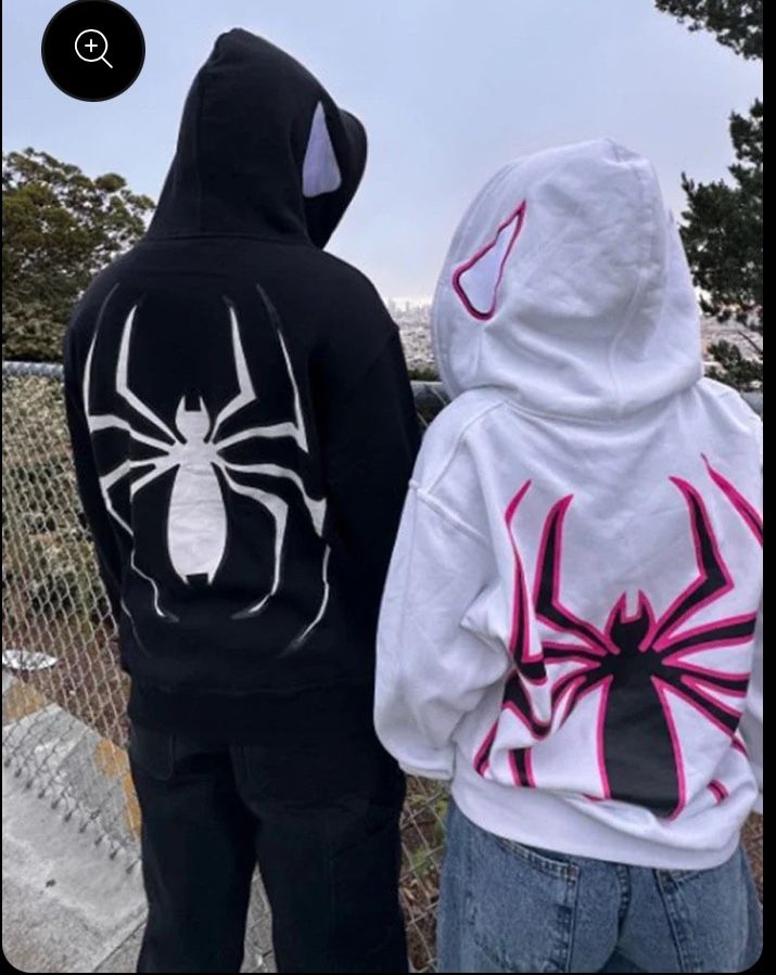 Full Zip Up Spider Hoodie Women Men Streetwear Harajuku Graphic Oversized Jacket Hood Shirt Punk Gothic Y2K Clothes Sweatshirt