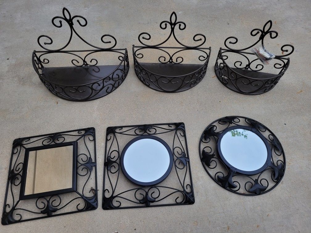 Princess House Meridian Brown Metal Shelving And Home Interiors Black Metal Mirror Frames