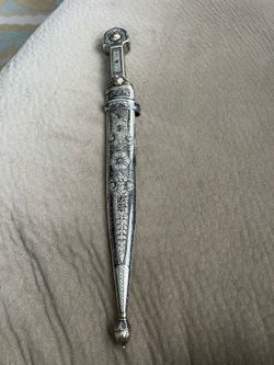 Caucasian Niello silver Kindjal dagger with Sheath