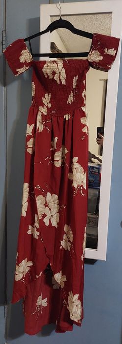 Burgundy Floral Off-shoulder Dress