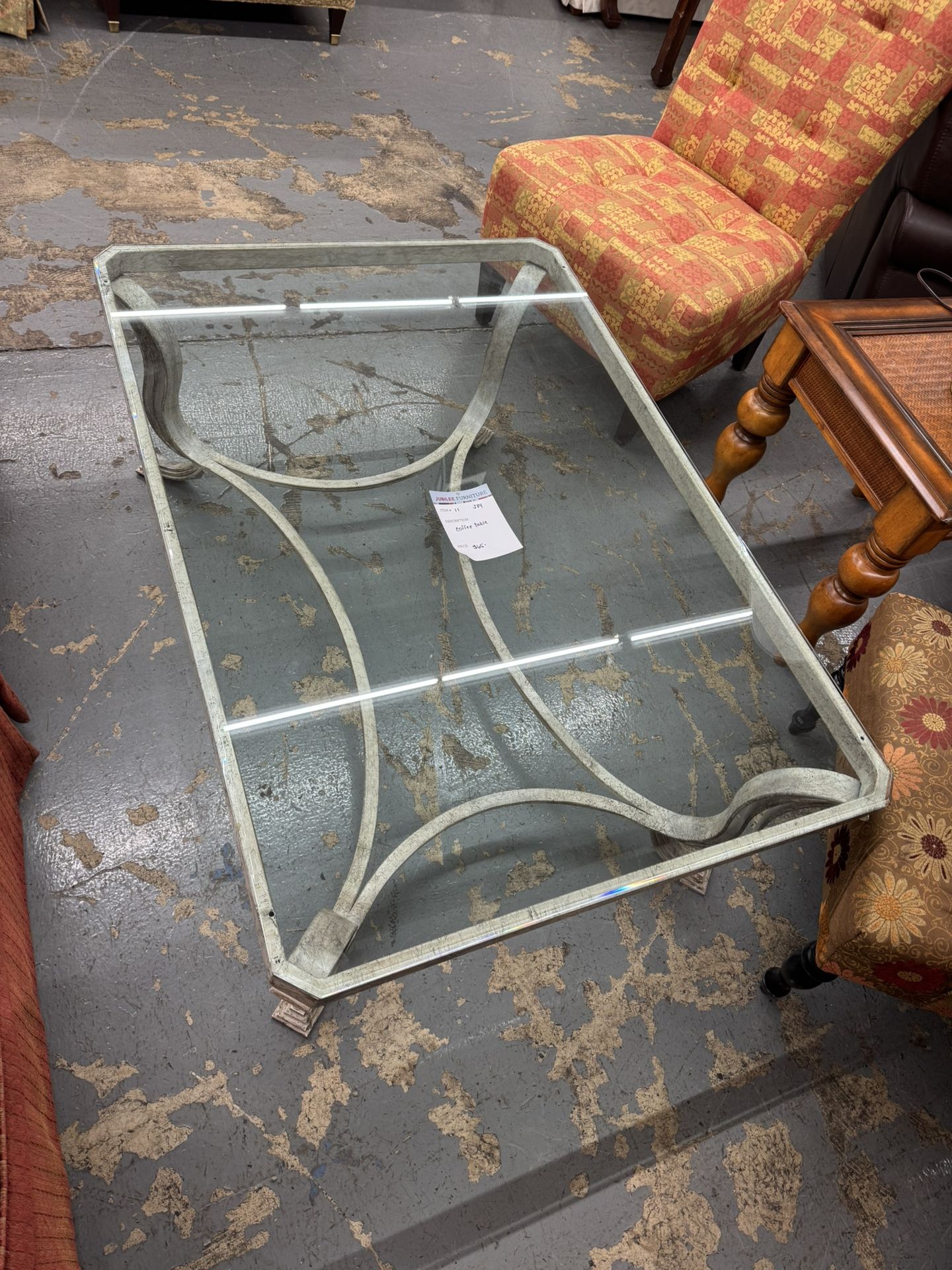 Vintage Glass Top Coffee Table – Hollywood Regency Style
