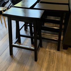6 Black Wooden stools 