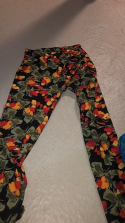 Red and yellow floral leggings