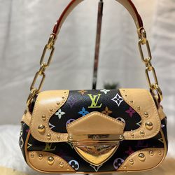 Authentic Louis Vuitton Black Multicolor Marilyn Shoulder Bag Black