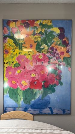 Large Framed Floral Bouquet Painting