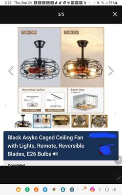 New in box 20 " indoor outdoor industrial rustic caged ceiling fan