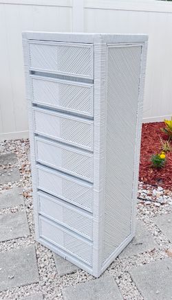 Skinny wicker dresser with 7 drawers