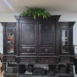 Solid Handcarved Rosewood Entertainment Center.