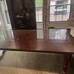 42by84 solid Wood Dining Room Table With A Glass Top