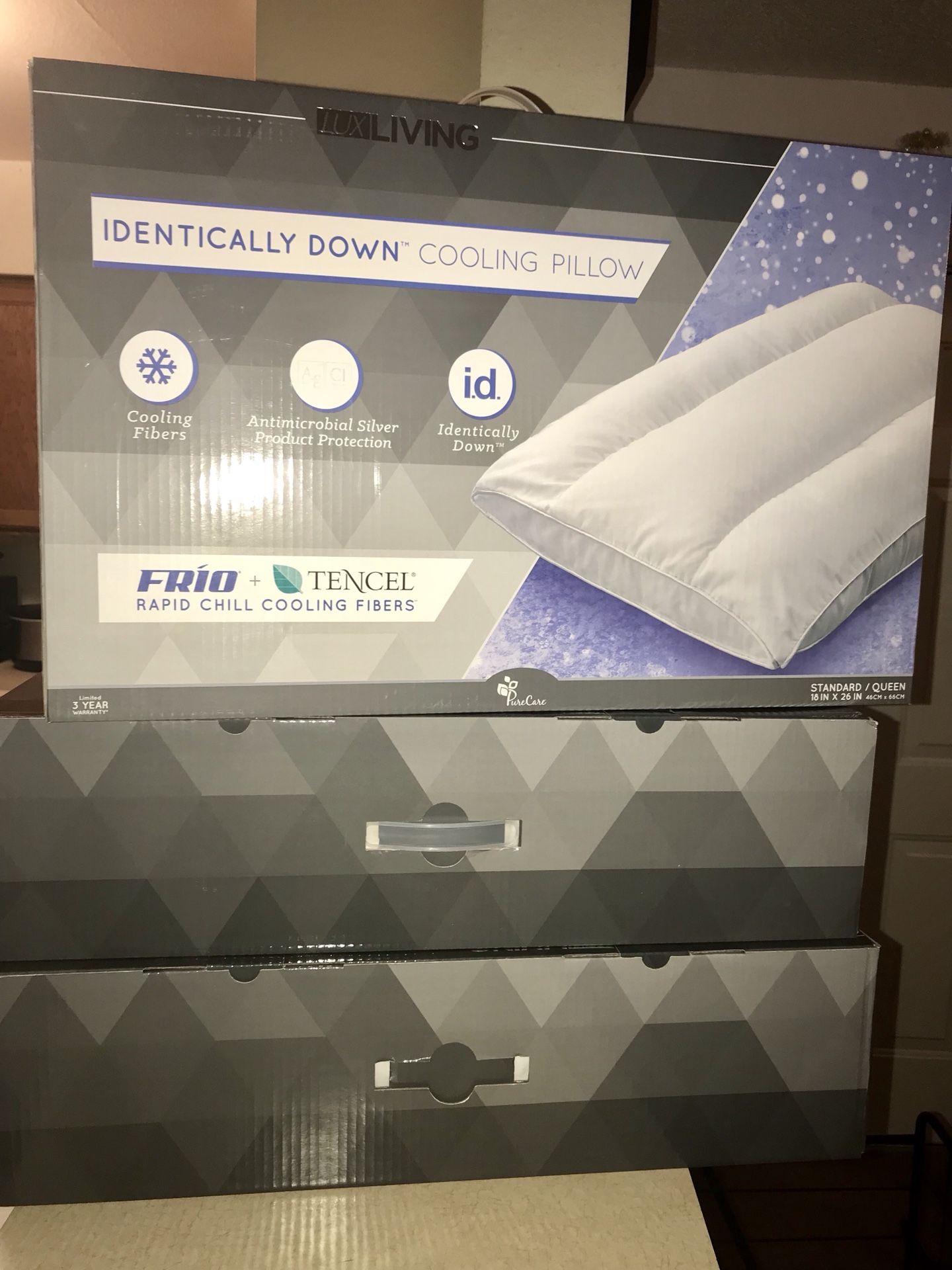 BRAND NEW lux living “identically down” cooling pillow SOLD SEPARATELY