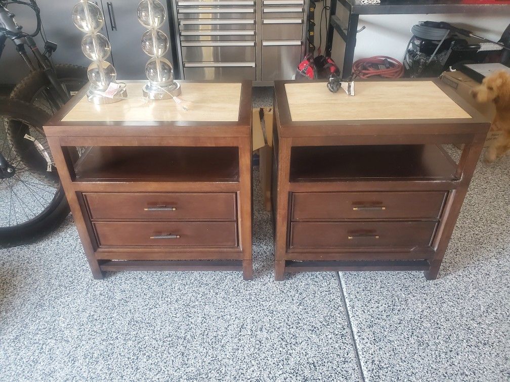 Two End Tables And Two Lamps