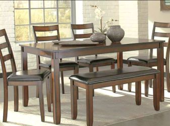 Leatherette Seat Dining Set plus Bench