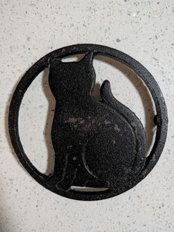 Black Cast Iron Footed Cat Silhouette Trivet