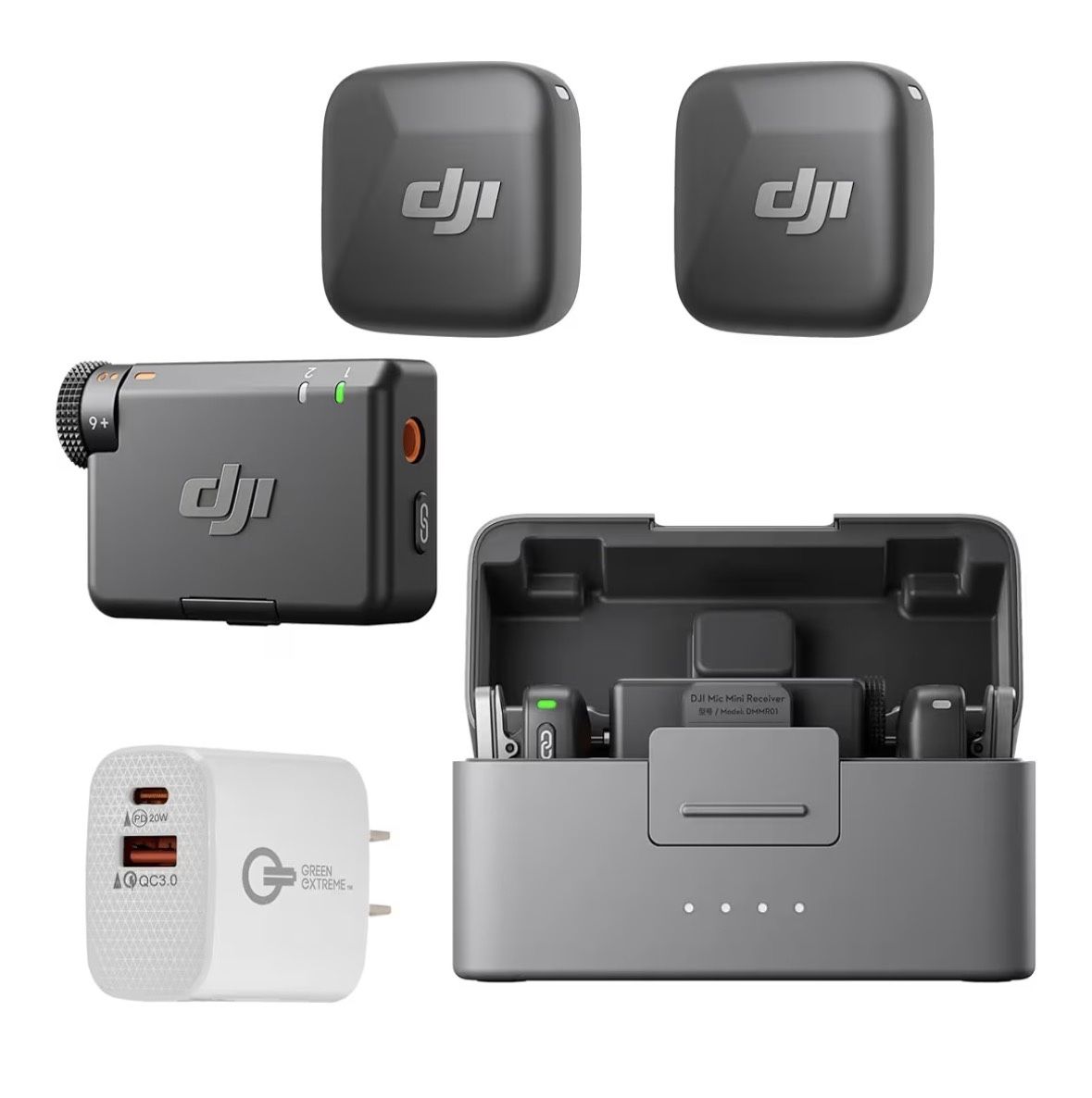 DJI Mic Mini (2 TX + 1 RX + Charging Case), Ultralight, 48h Use, Noise Cancelling, Automatic Limiting, Wireless Microphone for Camera/iPhone/Android, 