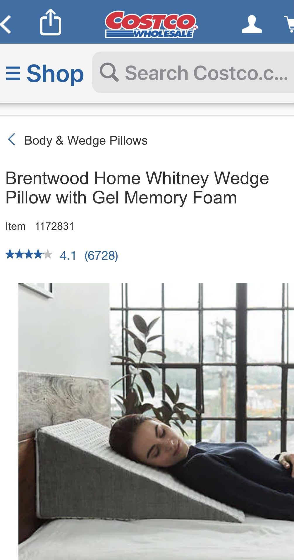 Brentwood Home Whitney Wedge Pillow With Gel Memory Foam