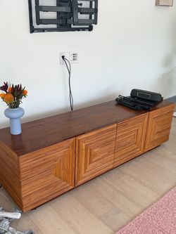 RARE DISCONTINUED CB2 REFLECT RATTAN CREDENZA