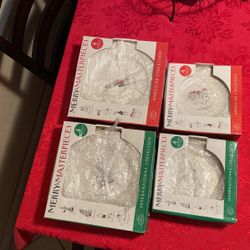 New 1999 Christmas Plates 16 Pc Set: 8 Dinner Plates & 8 Dessert Plates European And American Eiffel Tower David Statue Of Liberty Porcelain