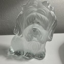 Viking frosted glass Yorkshire terrier dog in